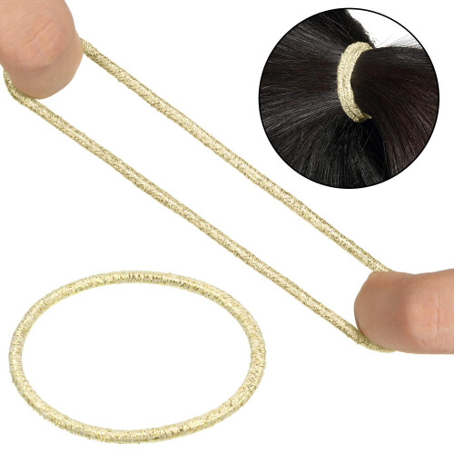 TecUnite Set di 100 Elastici per Capelli Oro e Fermagli senza Metallo 1