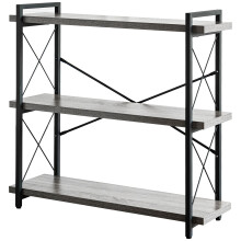 HCHQHS Bookshelf 3-Tier Industrial Bookcase Rustic Open Book Shelf Freestanding Horizontal Bookshelves with Metal Frame