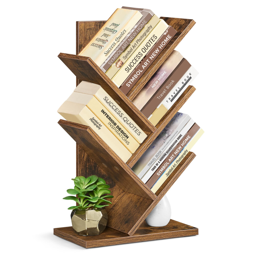 VASAGLE Tree Bookshelf  5-Tier Bookcase  Small Bookshelf  Space-Saving Corner Shelf  Book Tree  Holds Books  CDs  Games  for Bedroom  Living