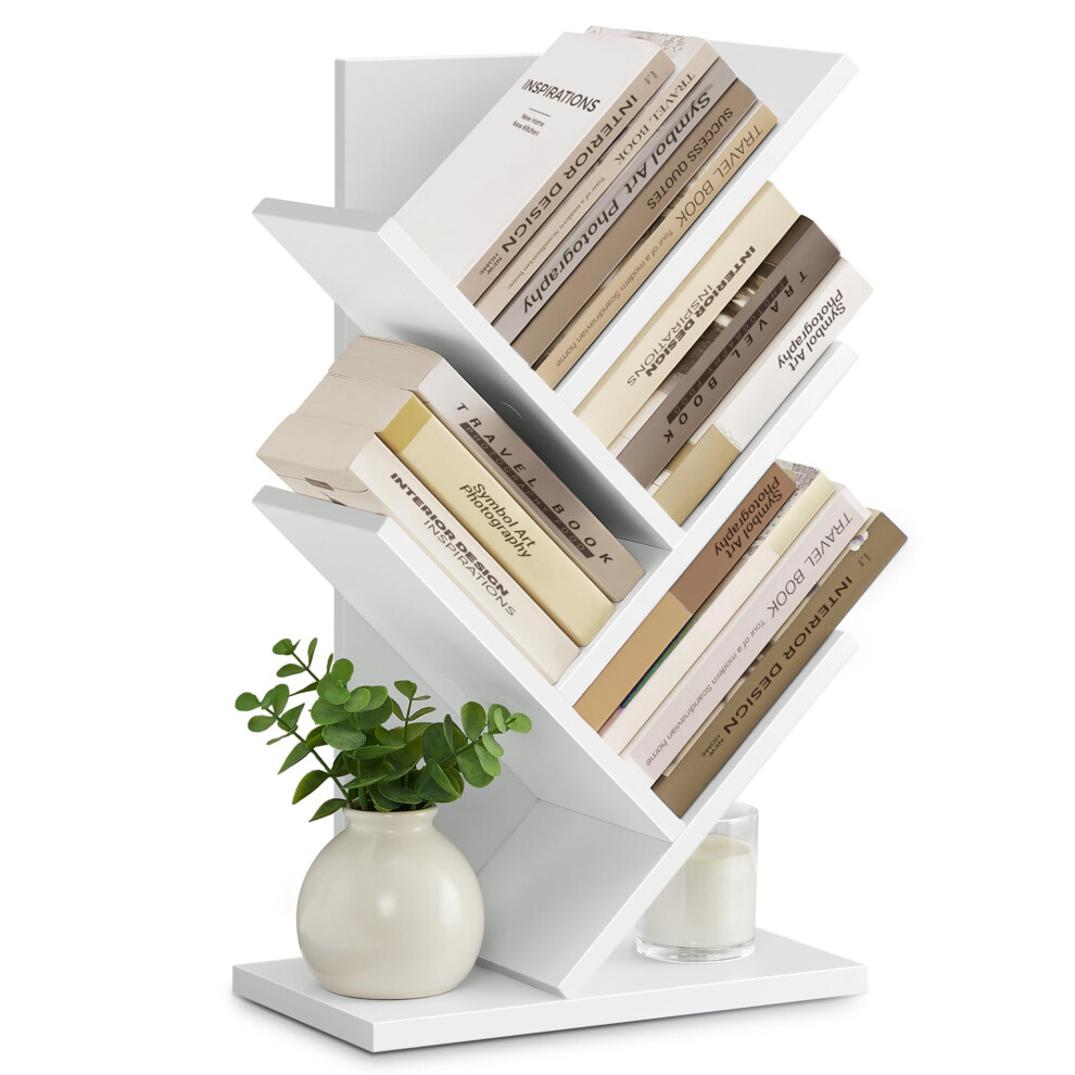 VASAGLE Tree Bookshelf  5-Tier Bookcase  Small Bookshelf  Space-Saving Corner Shelf  Book Tree  Holds Books  CDs  Games  for Bedroom  Living