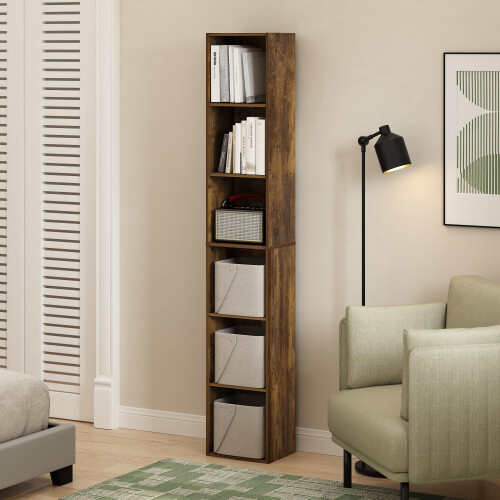 Furinno Luder 6-Tier Open Shelf Bookcase  Amber Pine 2