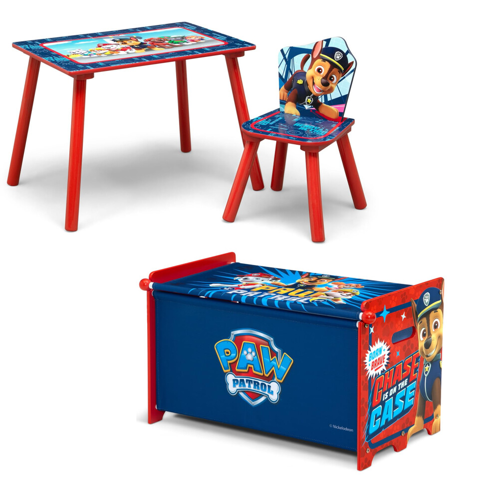 Delta Children PAW Patrol 3-Piece Toddler Playroom Set - Includes Table  Chair and Toy Box  Blue