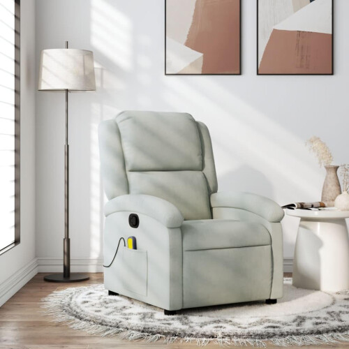 VidaXL vidaXL Massage-Relaxsessel, hellgrauer Samt 1