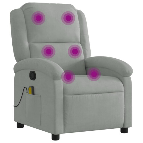 VidaXL vidaXL Massage-Relaxsessel, hellgrauer Samt 2