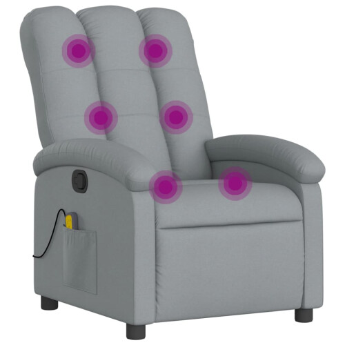 VidaXL vidaXL Massage-Relaxsessel, hellgrauer Stoff 1