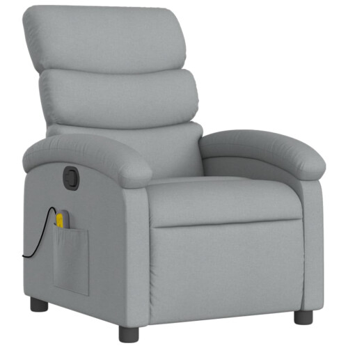 VidaXL vidaXL Massage-Relaxsessel, hellgrauer Stoff 2