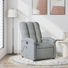 vidaXL Massage-Relaxsessel, hellgrauer Stoff