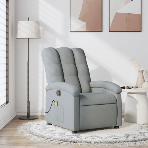 VidaXL vidaXL Massage-Relaxsessel, hellgrauer Stoff