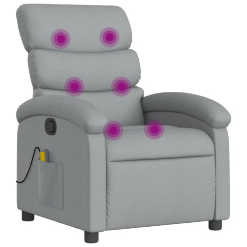 VidaXL vidaXL Massage-Relaxsessel, hellgrauer Stoff 1