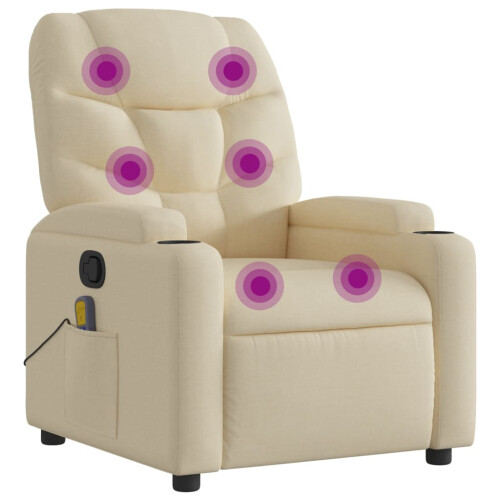 VidaXL vidaXL Massage-Relaxsessel, cremefarbener Stoff 1