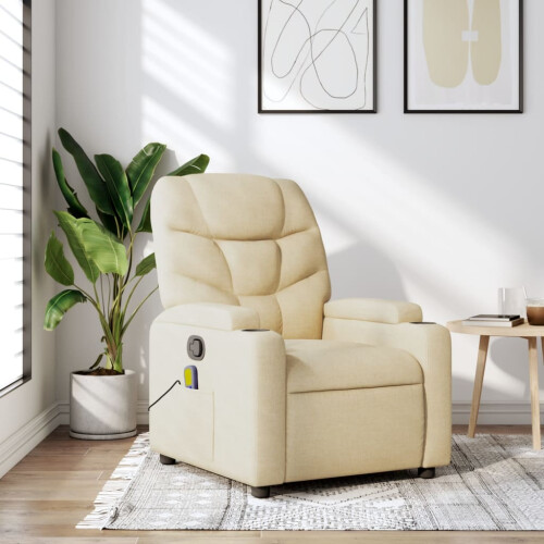 VidaXL vidaXL Massage-Relaxsessel, cremefarbener Stoff