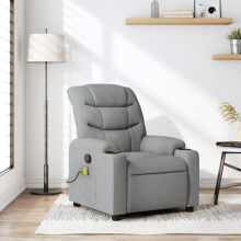 vidaXL Massage-Relaxsessel, hellgrauer Stoff
