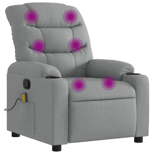 VidaXL vidaXL Massage-Relaxsessel, hellgrauer Stoff 1