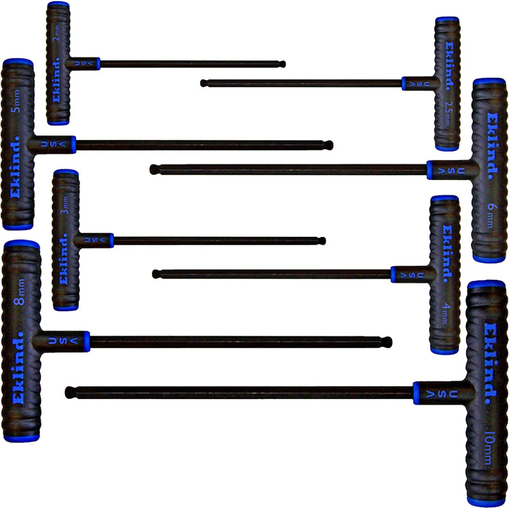 Eklind 64808 Power-T Handle Ball-Hex Key Allen Wrench - 8Pc Set Metric Mm Sizes 2-10 (9In Shaft) 037516648082