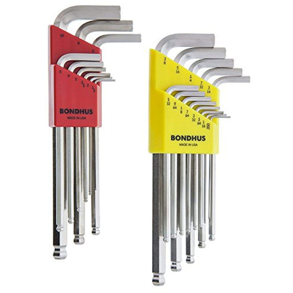 Bondhus 26999 Ball End Tip Hex Key L-Wrench Set W/Briteguard 22 Piece 037231269999
