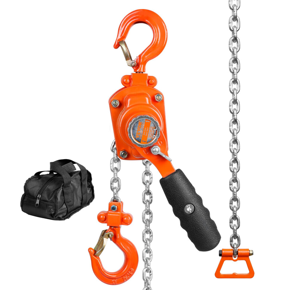 VEVOR Manual Lever Chain Hoist  1/4 Ton 550 lbs Capacity 10 FT Come Along  G80 Galvanized Carbon Steel with Weston Double-Pawl Brake  Auto C