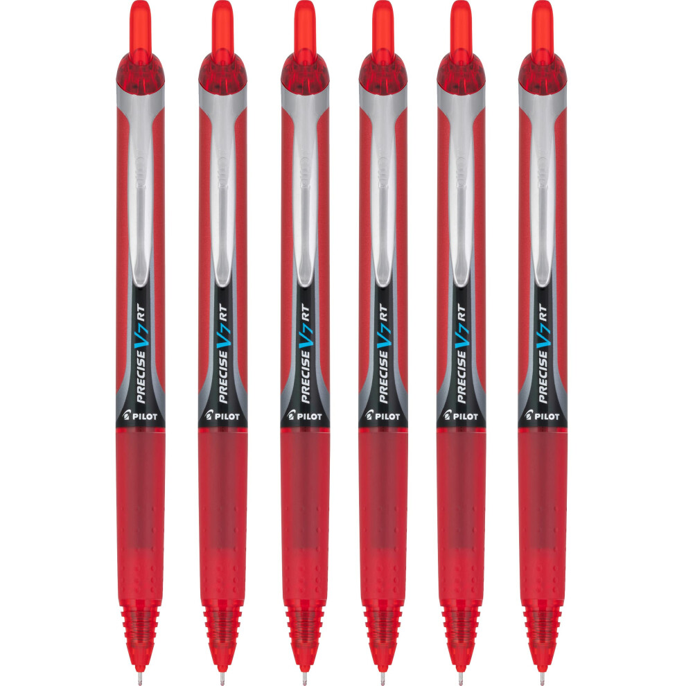 Pilot Precise V7 RT Retractable Rolling Ball Pens  Fine Point  Red Ink  6 Pack