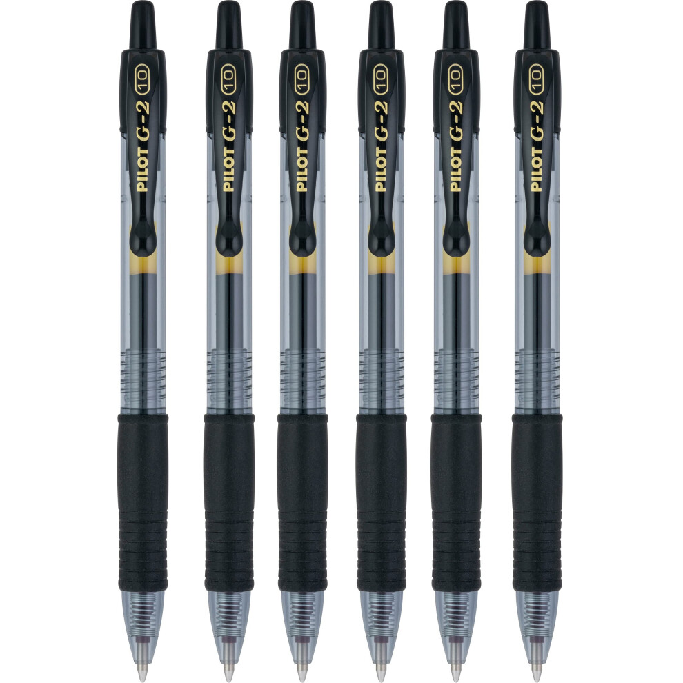 Pilot G2 Retractable Premium Gel Ink Roller Ball Pens  Bold Point  Black Ink  Pack of 6