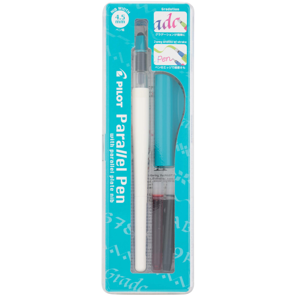 Pilot Parallel Pen Premium Caligraphy Pen Set  4.5mm Nib  White Barrel with Teal Accents (14682)