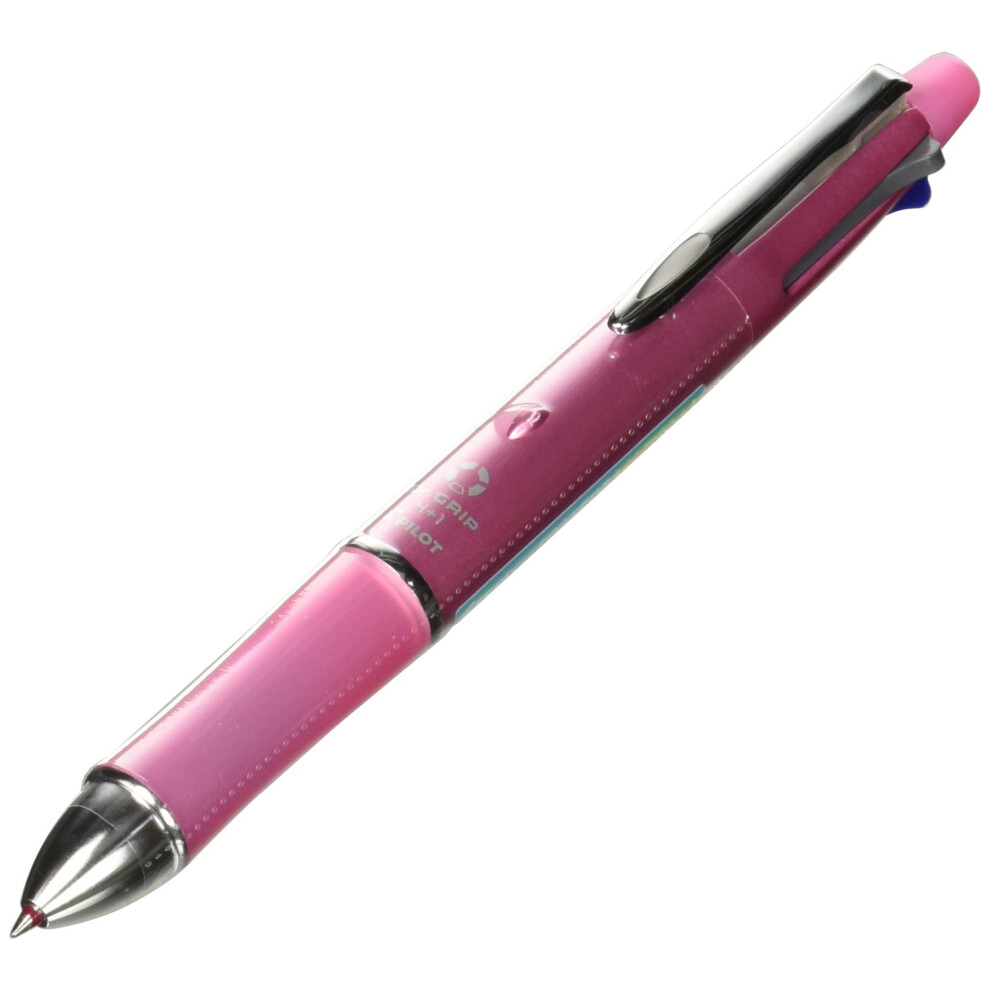 PILOT Dr.Grip 4 Plus 1  4 Color 0.5mm Ballpoint Multi Pen and 0.5mm Mechanical Pencil  Shell Pink Barrel (BKHDF1SEF-SP)