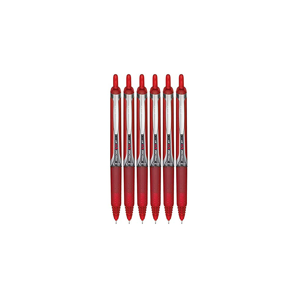 Pilot Precise V5 RT Retractable Liquid Ink Rollerball Pens  Extra Fine Point  0.5mm  Red Ink  6 Count