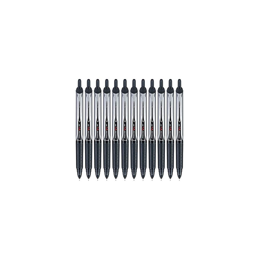 Pilot Precise V5 RT Retractable Liquid Ink Rollerball Pens  Extra Fine Point  0.5mm  Black Ink  12 Count