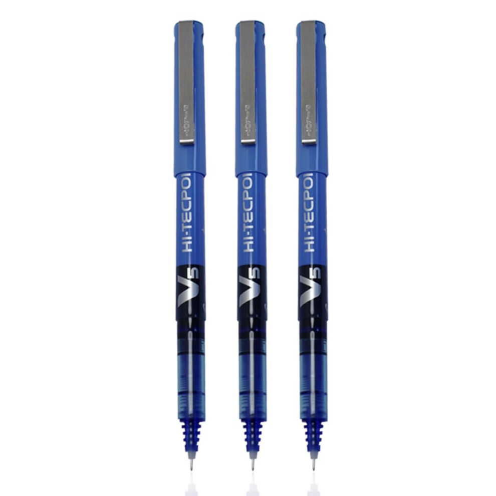 Pilot V5 Pen Liquid Ink Roller Ball - Pack of 3  Blue