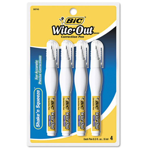 BIC Bic Correctie Pen, Sneldrogend, Naaldpunt, 8ml, 4/PK, WE 1