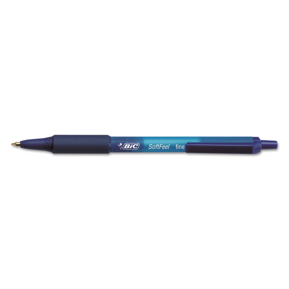 BIC Soft Feel Ball Pen  Blue  Fine Point  12-Count