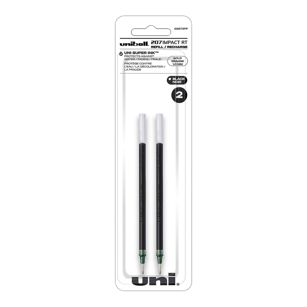 uni-ball 207 Impact RT Gel Pen Refills  Bold Point  1.0 mm  Black  Pack of 2 Refills