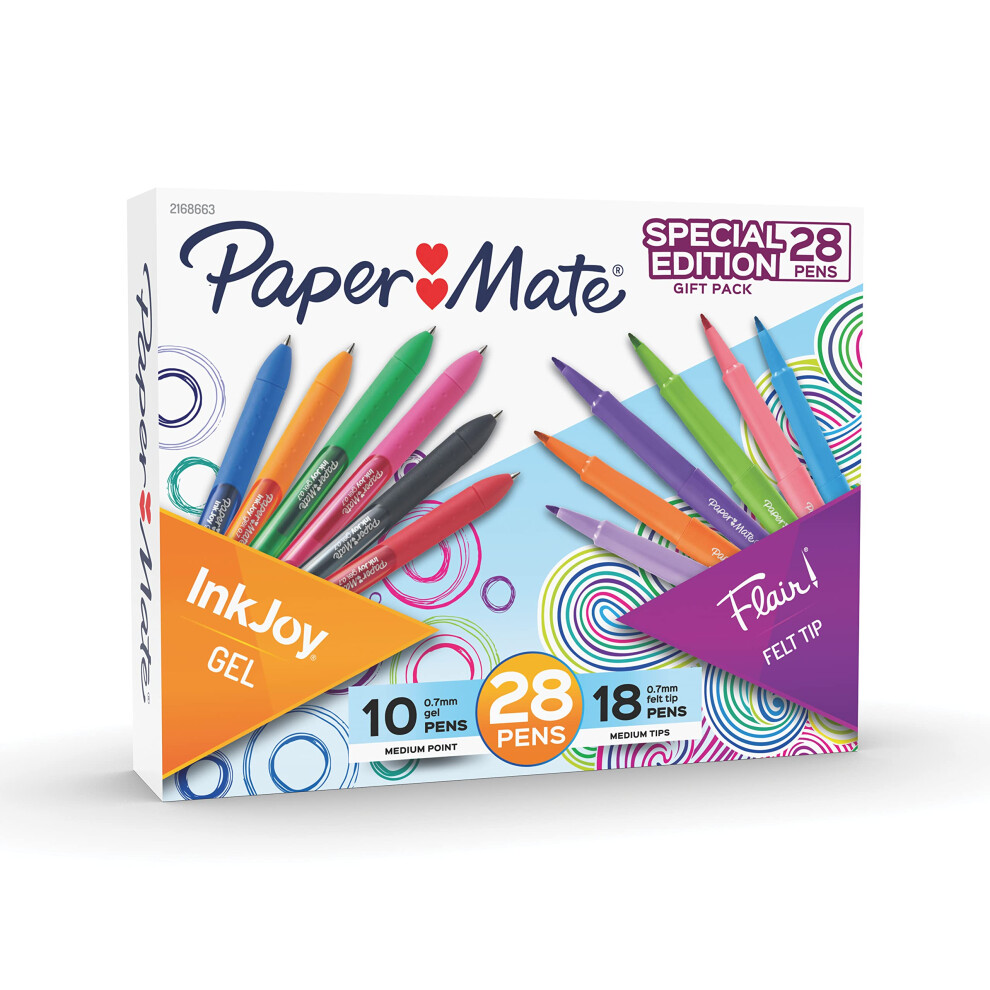 Paper Mate Pens Variety Pack  InkJoy Retractable Gel Pens  Flair Felt Tip Pens  Assorted  28 Count