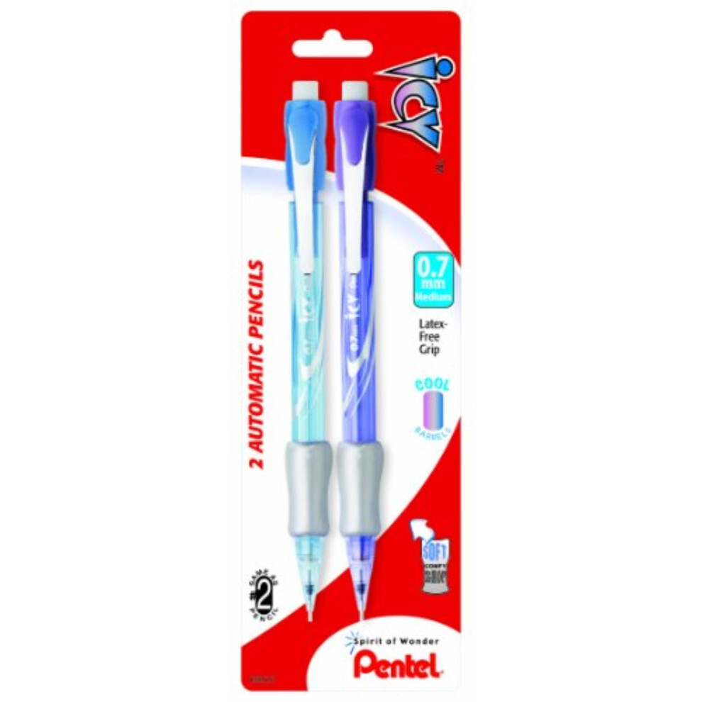 Pentel Icy Automatic Pencil  0.7mm  Assorted Barrels  color May Vary  2 Pack (AL27TBP2)