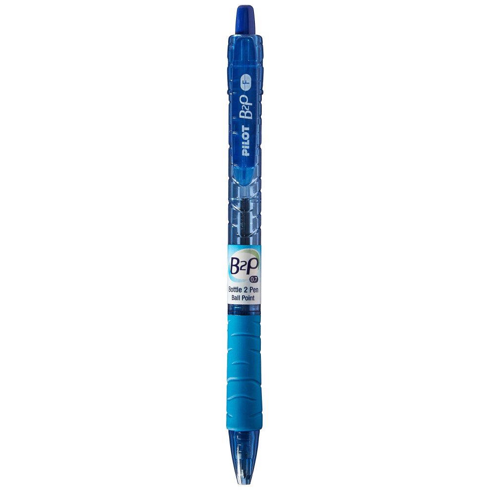 Pilot ""Bottle to Pen"" B2P Retractable Gel Pens  Fine Point  0.7 mm  89% Recycled  Translucent Barrel  Blue Ink  Pack Of 12