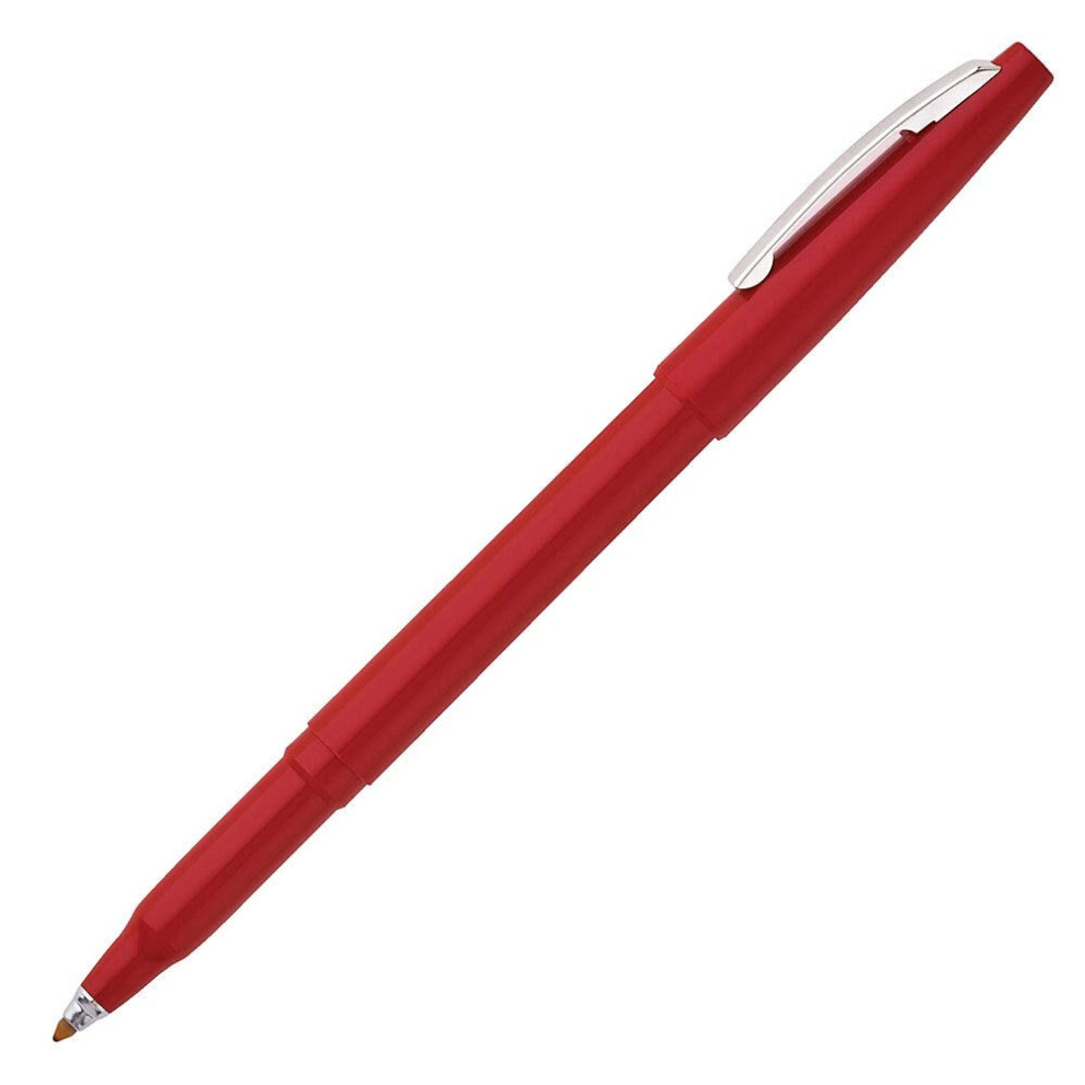 Pentel Rolling Writer Stick Roller Ball Pen  Medium Point  0.40 mm  Red Barrel  Red Ink 12-Count (R100-B)