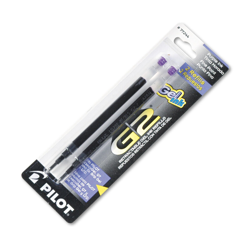 Pilot 77244 Refill for G2 Gel  Dr. Grip Gel/Ltd  ExecuGel G6  Q7  Fine  Purple  2/Pack