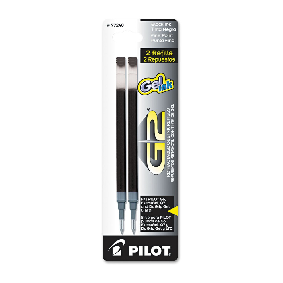 Pilot 77240 G2 Gel Ink Refill  2-Pack for Rolling Ball Pens  Fine Point  Black