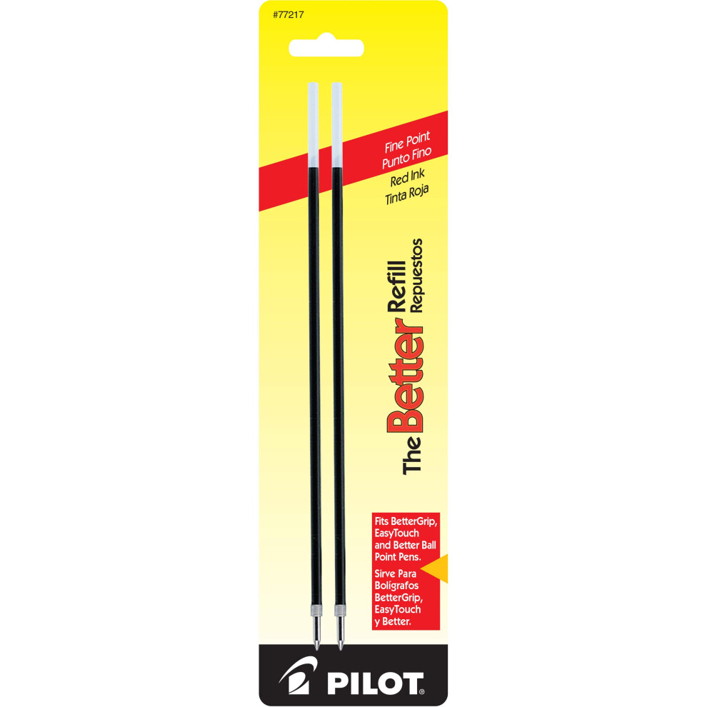 Pilot 77217 Refill  Non-retract Better/BetterGrip/EasyTouch Ballpoint  Fine  Red  2/Pack