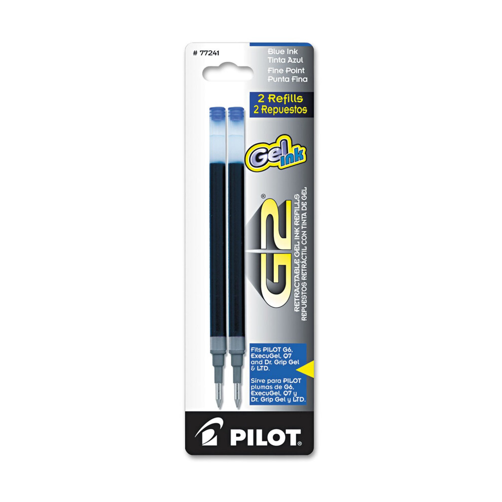 Pilot 77241 G2 Gel Ink Refill  2-Pack for Rolling Ball Pens  Fine Point  Blue