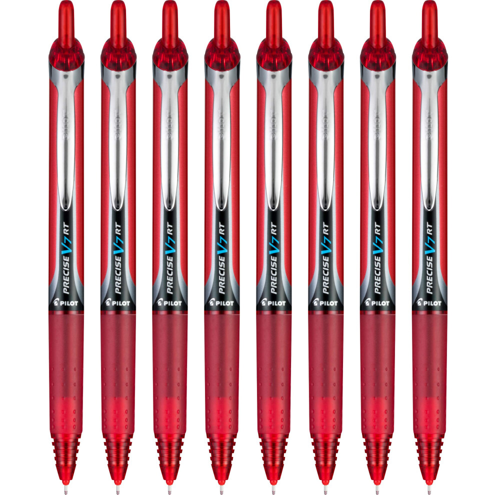 Pilot  Precise V7 RT Refillable & Retractable Liquid Ink Rolling Ball Pens  Fine Point (0.7 mm)  Red  8-Pack