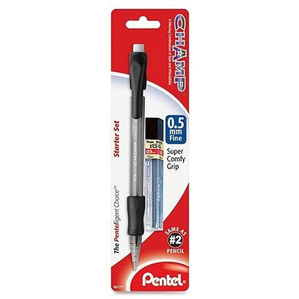 Pentel Champ Starter Set Automatic Pencil with Lead  0.5mm  Assorted Barrels  1 Pack (ACEBP)