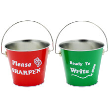 Skarpe og kedelige blyantspande til klasselokale s?t med 2 metal tin spande tilbage til skolel?rere Klasselestyringsorganisation Forsyninger af 4