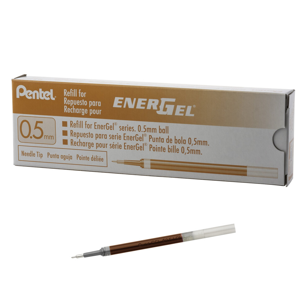 Pentel Refill Ink for EnerGel Pen Needle Tip  Fine  12 Pack  0.5mm  Orange (LRN5-F)