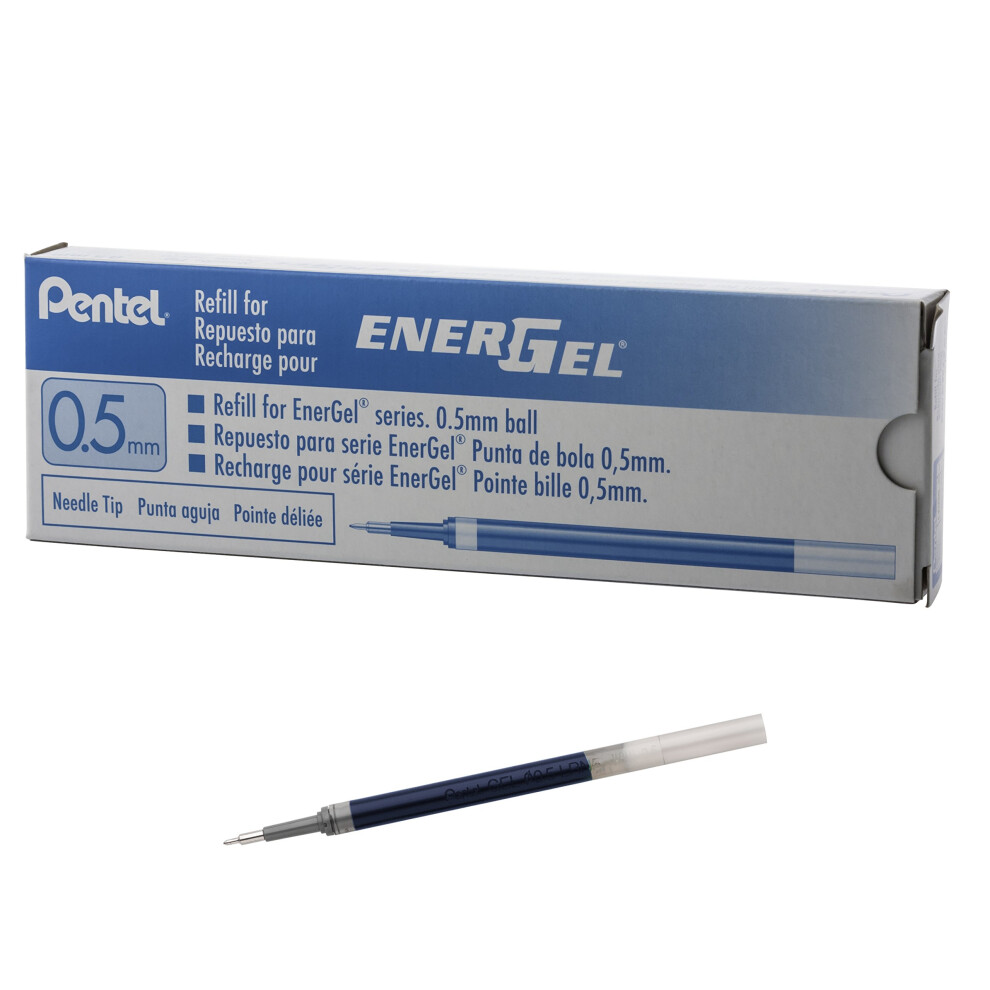 Pentel Refill Ink for EnerGel Pen Needle Tip  Fine  12 Pack  0.5mm  Sky Blue (LRN5-S)