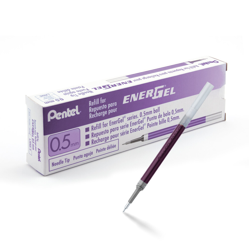 Pentel Refill Ink For EnerGel Gel Pen  (0.5mm) Needle Tip  Violet Ink  Box of 12 (LRN5-V)