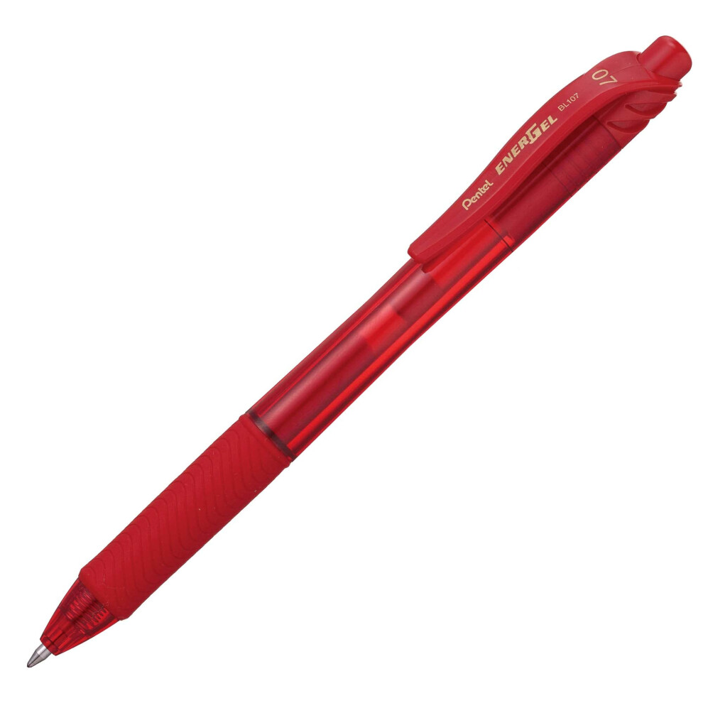 Pentel BL107B EnerGel X Roller Ball Retractable Gel Pen  Red (BL107-B) Pack of 12