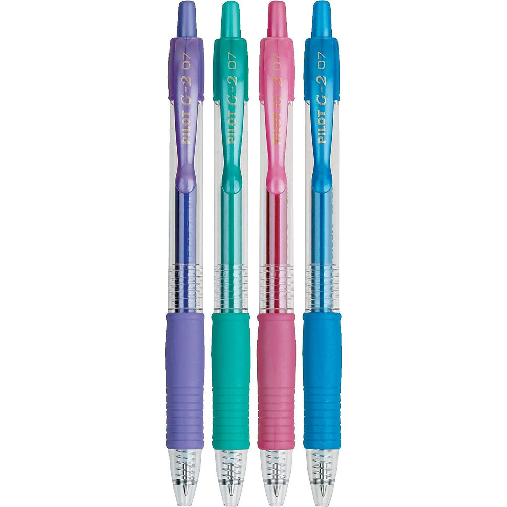 PILOT G2 Metallics Refillable and Retractable Rolling Ball Gel Pens  Fine Point  Assorted Color Inks  4-Pack (34403)