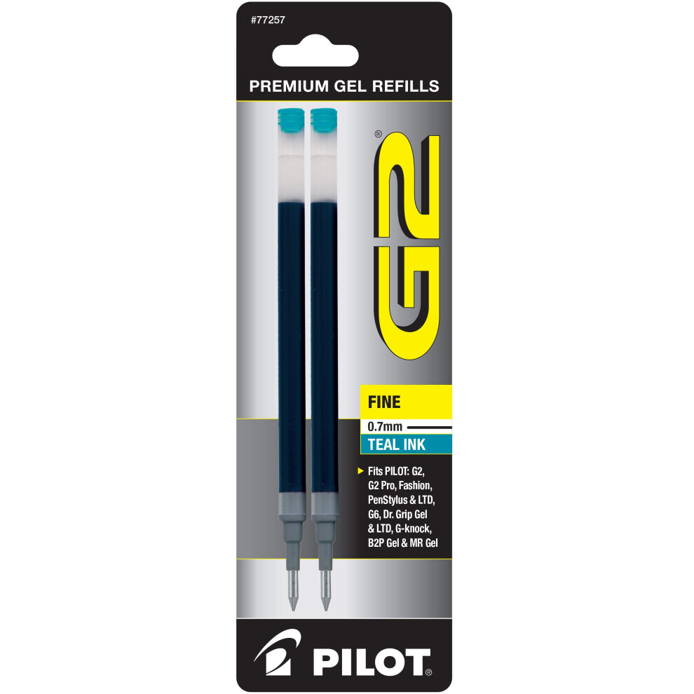 Pilot  G2 Gel Ink Refills  Fine Point 0.7 mm  Teal  Pack of 2