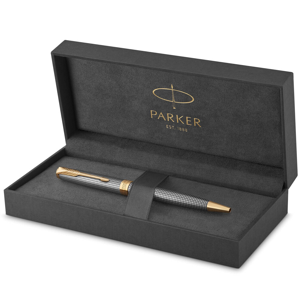 PARKER Sonnet Ballpoint Pen  Chiselled Silver with Gold Trim  Medium Point Black Ink (1931492)