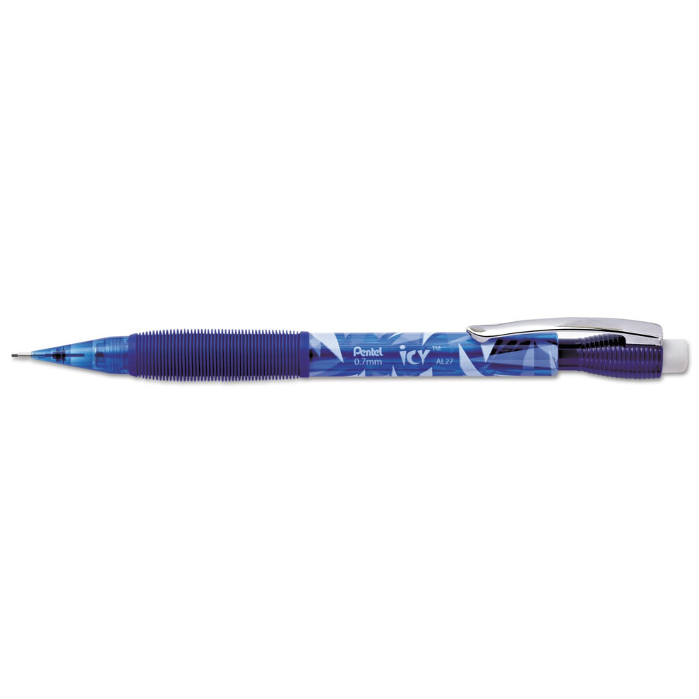 Pentel Icy Mechanical Pencil  3mm Fixed Sleeve  7mm Lead  Transparent Blue Barrel (AL27TC)