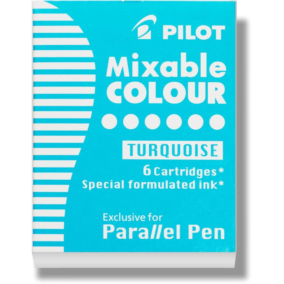 Pilot Parallel Mixable Color Ink Refills for Calligraphy Pens  Turquoise  6-Pack (77311)